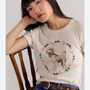 Free people fur friends doodle dog graphic tee short sleeve top NWT
